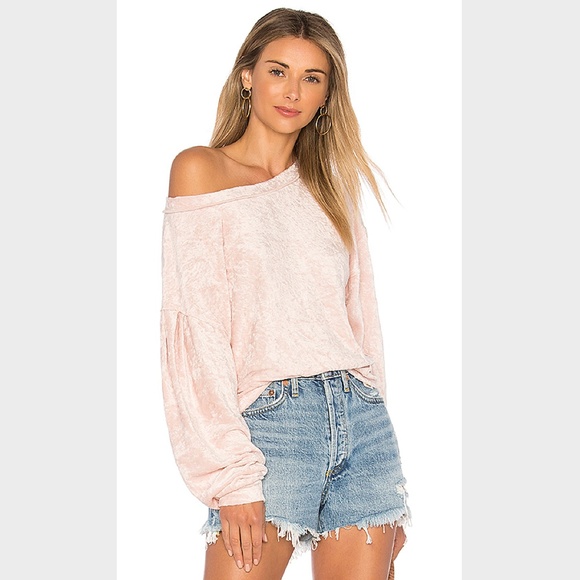 Free People Tops - Free People Blush Pink Crushed Velvet Top